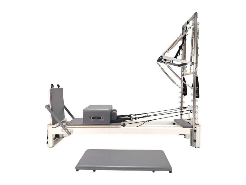 Fixed-Track White Pilates Reformer with Tower | ATUSCB013